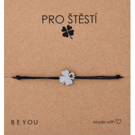 Dárková karta Pro štěstí a šňůrkový náramek se čtyřlístkem