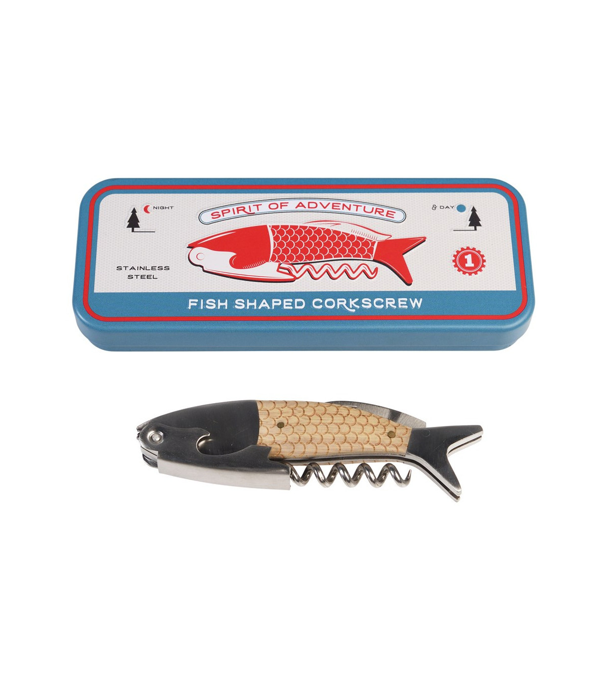 Otvírák rybičky v plechové krabičce