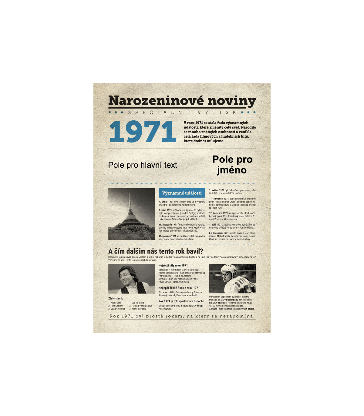 Narozeninové noviny 1971