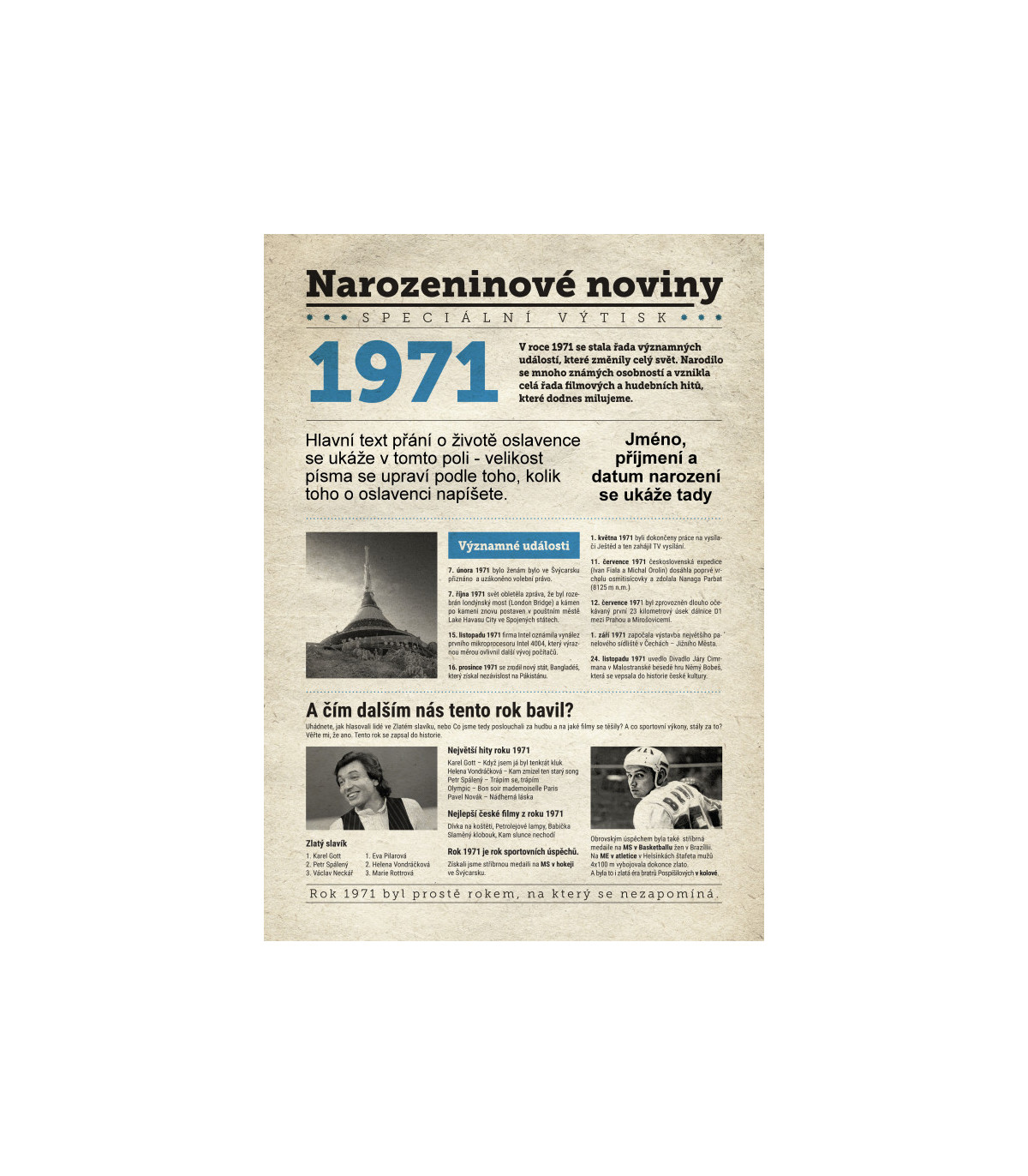 Narozeninové noviny 1971