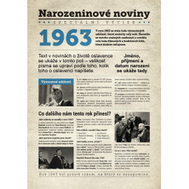 Narozeninové noviny 1963 s vlastním textem