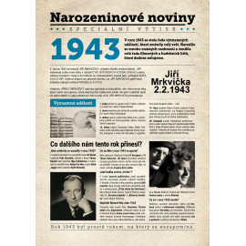 Narozeninové noviny 1943 s vlastním textem