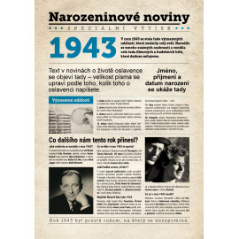 Narozeninové noviny 1943 s vlastním textem
