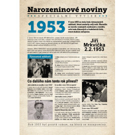 Narozeninové noviny 1953 s vlastním textem