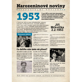 Narozeninové noviny 1953 s vlastním textem