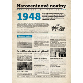 Narozeninové noviny 1948 s vlastním textem