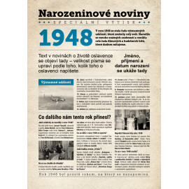 Narozeninové noviny 1948 s vlastním textem