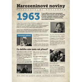 Narozeninové noviny 1963 s vlastním textem