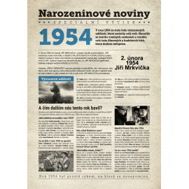 Narozeninové noviny 1954 s vlastním textem