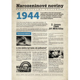 Narozeninové noviny 1944 s vlastním textem