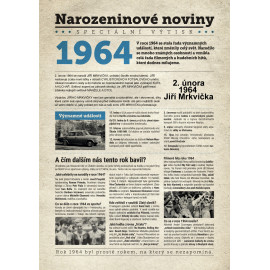 Narozeninové noviny 1964 s vlastním textem
