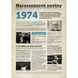 Narozeninové noviny 1974 s vlastním textem