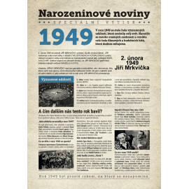 Narozeninové noviny 1949 s vlastním textem