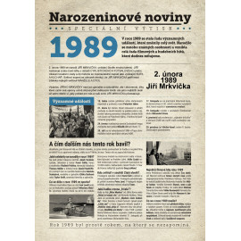 Narozeninové noviny 1989 s vlastním textem