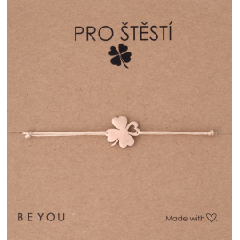 Dárková karta Pro štěstí a šňůrkový náramek se čtyřlístkem