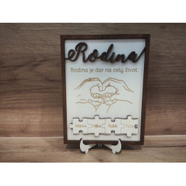Dřevěná dekorace - RODINA puzzle s gravírováním