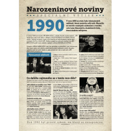 Narozeninové noviny 1989 s vlastním textem